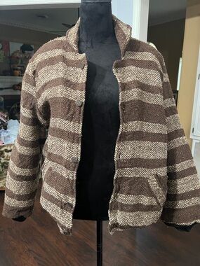 Striped Brown & Cream Women's Bomber Jacket